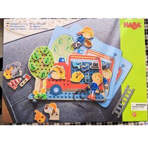 HABA Fire Engine Rescue Threading Game Fire Truck Lacing Toy Preschool Ages 3+